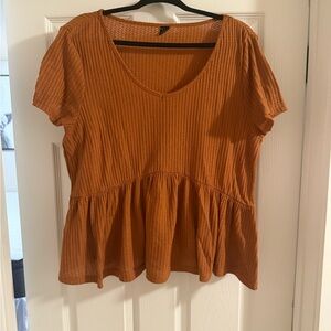 Women's Orange Peplum Top